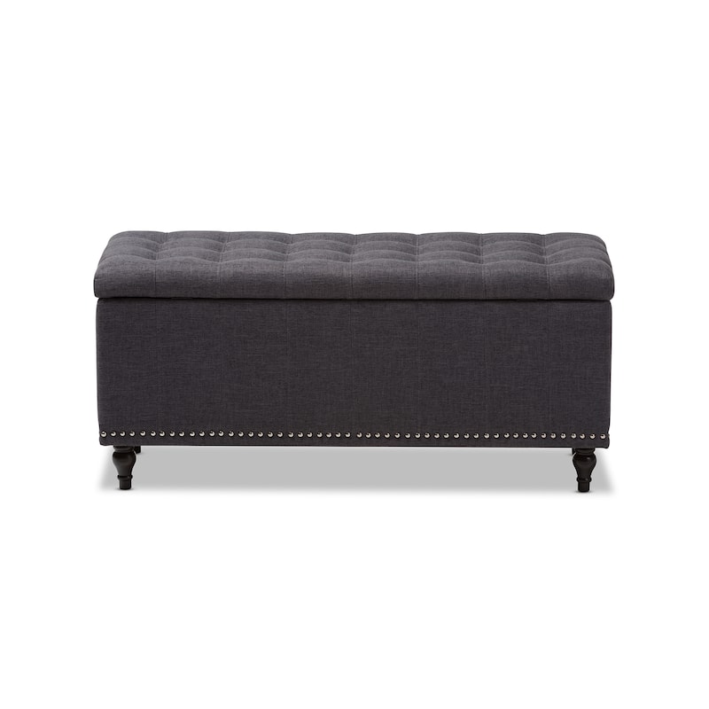 Baxton Studio Alexio Modern Classic Dark Grey Fabric Upholstered Button-Tufting Storage Ottoman Bench