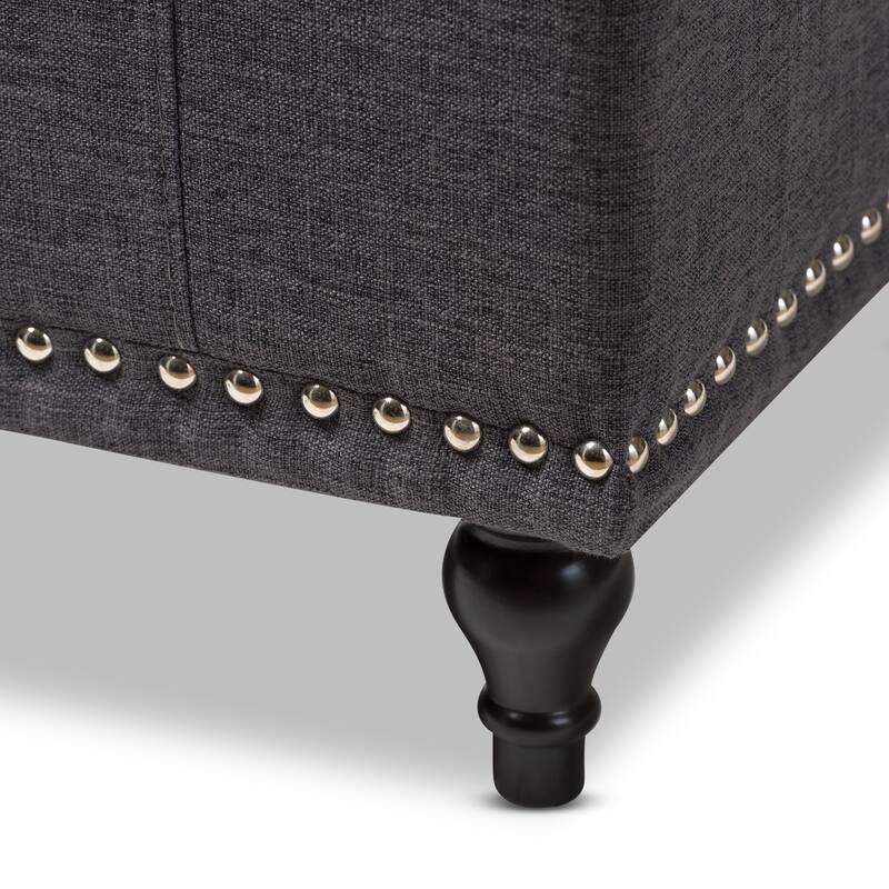 Baxton Studio Alexio Modern Classic Dark Grey Fabric Upholstered Button-Tufting Storage Ottoman Bench