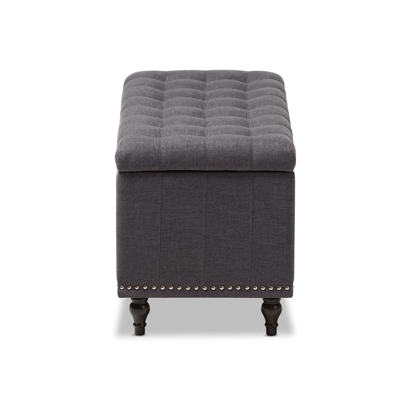 Baxton Studio Alexio Modern Classic Dark Grey Fabric Upholstered Button-Tufting Storage Ottoman Bench