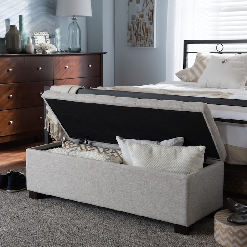 Baxton Studio Alcmene Beige Upholstered Storage Bench