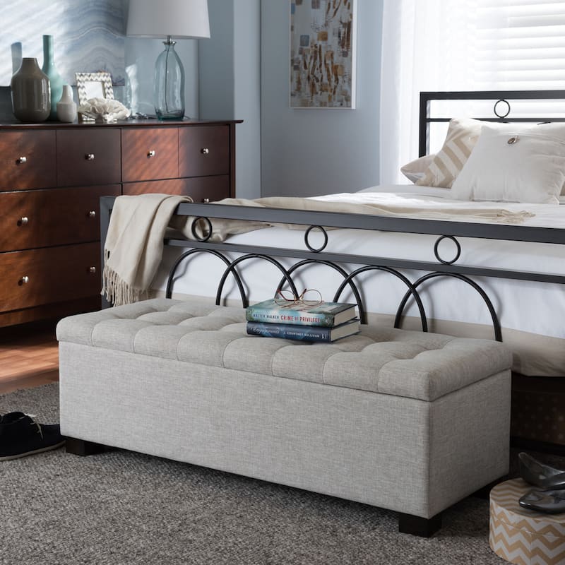 Baxton Studio Alcmene Beige Upholstered Storage Bench