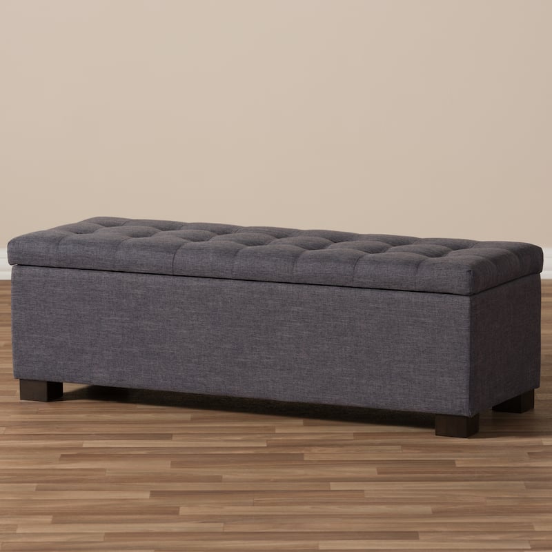Baxton Studio Alcmene Dark Grey Fabric Tufted Storage Ottoman Bench