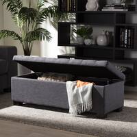 ottoman storage dark grey bench baxton studio alcmene fabric tufted modern overstock tufting upholstered grid contemporary