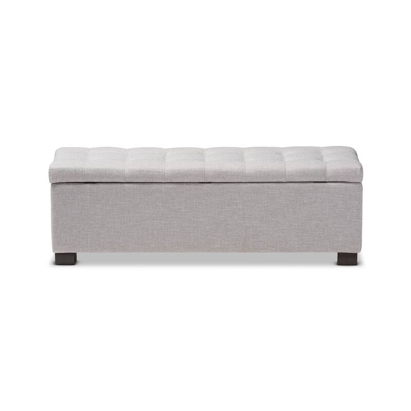 Baxton Studio Alcmene Modern and Contemporary Grayish Beige Fabric Upholstered Grid-Tufting Storage Ottoman Bench