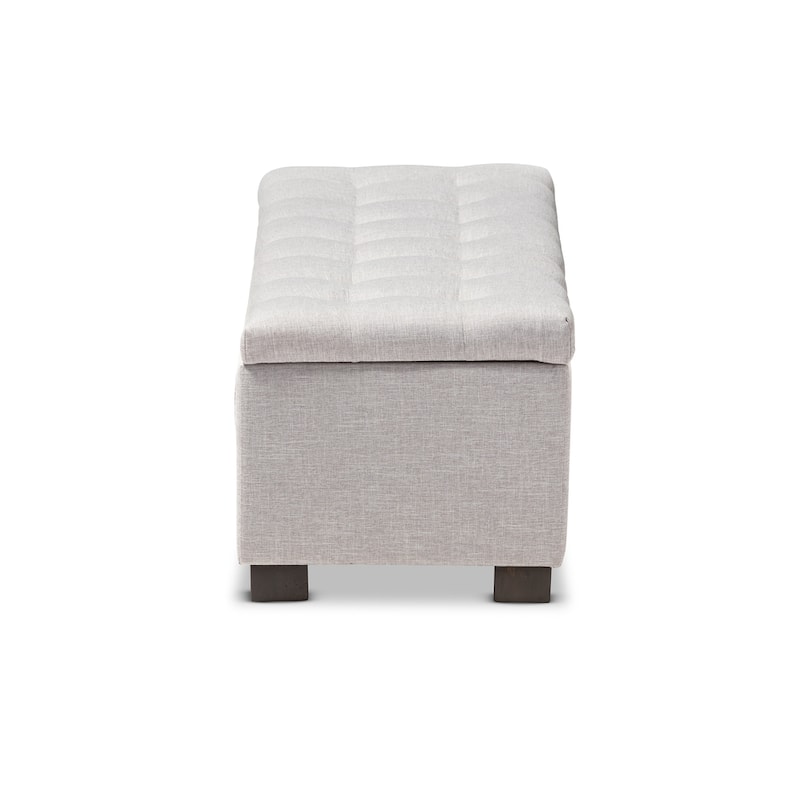 Baxton Studio Alcmene Modern and Contemporary Grayish Beige Fabric Upholstered Grid-Tufting Storage Ottoman Bench