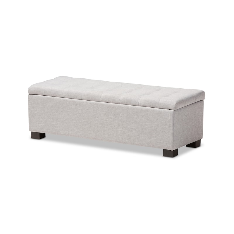 Baxton Studio Alcmene Modern and Contemporary Grayish Beige Fabric Upholstered Grid-Tufting Storage Ottoman Bench