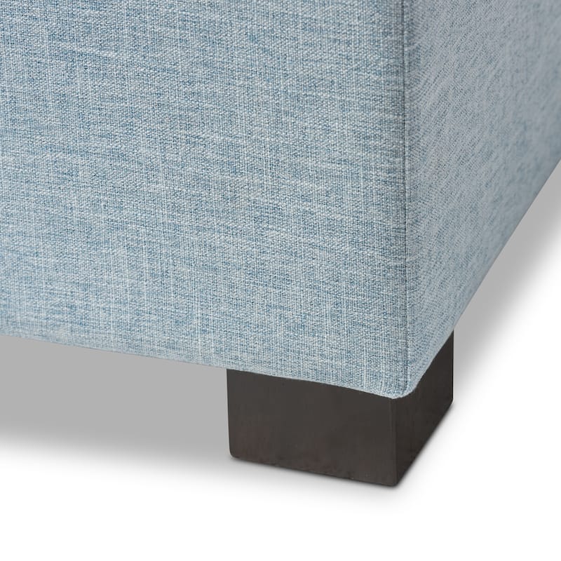 Baxton Studio Alcmene Modern and Contemporary Light Blue Fabric Upholstered Grid-Tufting Storage Ottoman Bench