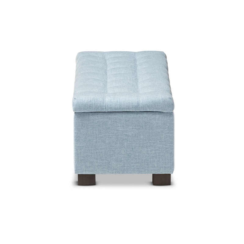 Baxton Studio Alcmene Modern and Contemporary Light Blue Fabric Upholstered Grid-Tufting Storage Ottoman Bench