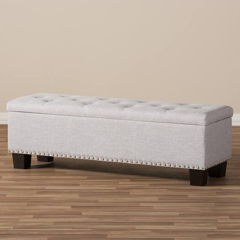 Copper Grove Mendocino Grey/Beige Button-tufted Storage Ottoman Bench