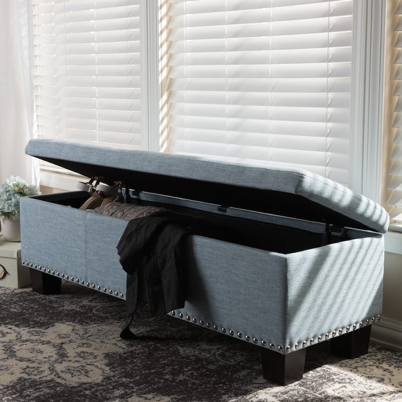 Copper Grove Mendocino Light Blue Button-tufted Storage Ottoman Bench