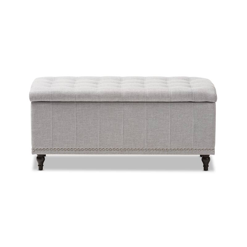 Baxton Studio Alexio Modern Classic Grayish Beige Fabric Upholstered Button-Tufting Storage Ottoman Bench