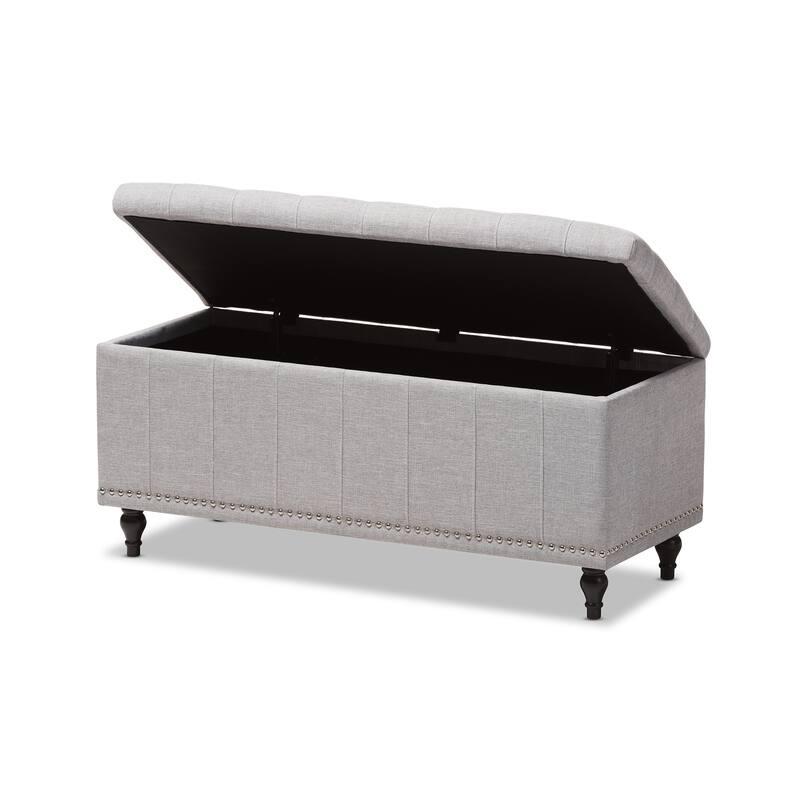 Baxton Studio Alexio Modern Classic Grayish Beige Fabric Upholstered Button-Tufting Storage Ottoman Bench