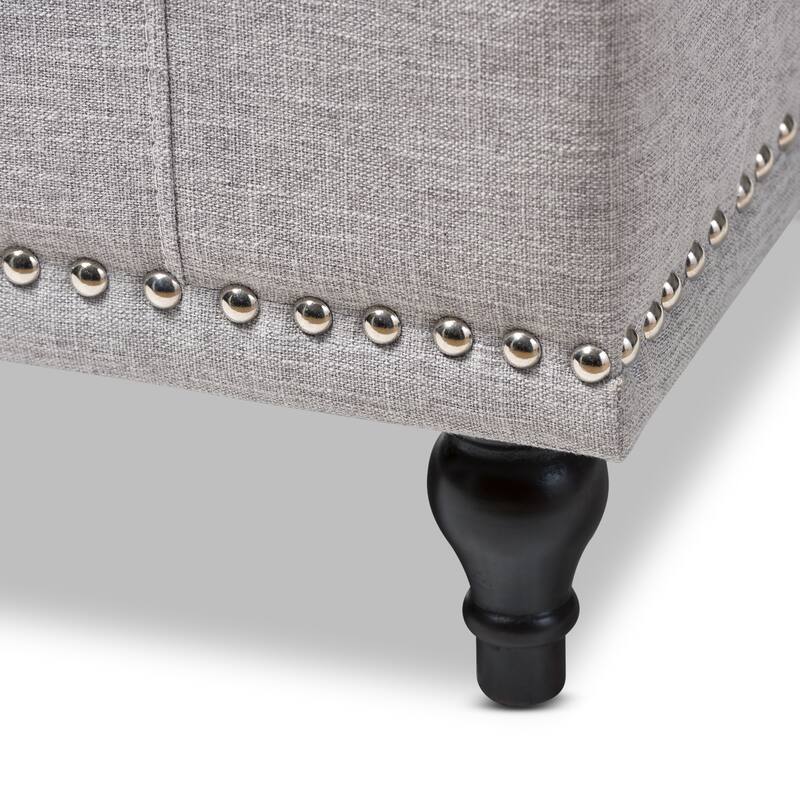 Baxton Studio Alexio Modern Classic Grayish Beige Fabric Upholstered Button-Tufting Storage Ottoman Bench
