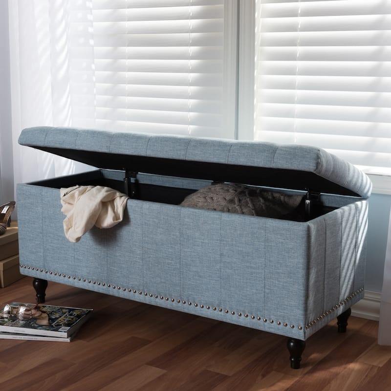 Baxton Studio Alexio Light Blue Tufted Storage Ottoman Bench