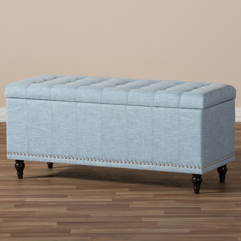 Baxton Studio Alexio Light Blue Tufted Storage Ottoman Bench
