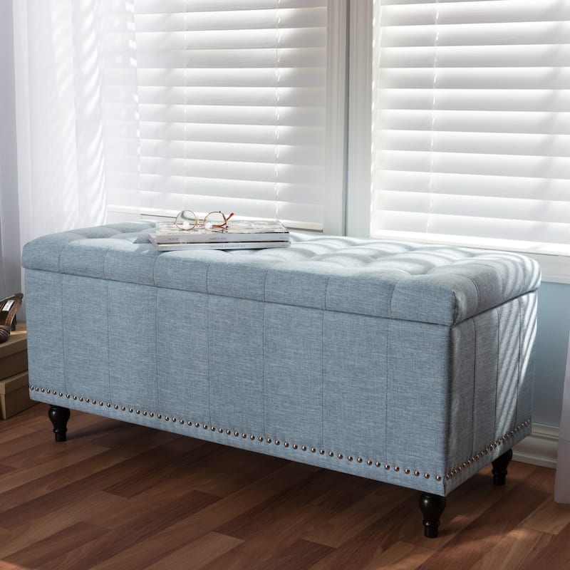 Baxton Studio Alexio Light Blue Tufted Storage Ottoman Bench