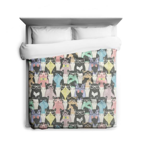 Shop Sharp Shirter Nerdy Cats Cat Duvet Cover Printed In Usa