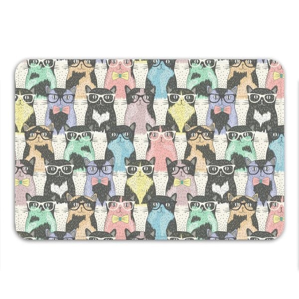 Sharp Shirter Nerdy Cats Memory Foam Bath Mat