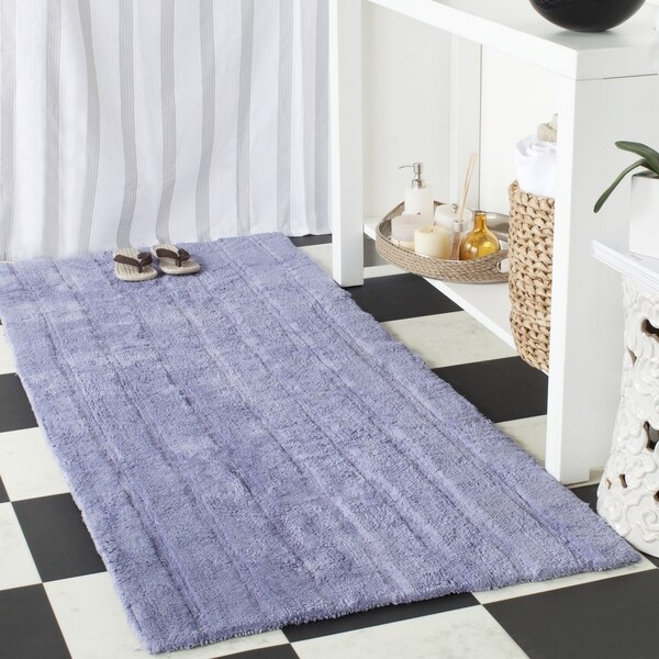 Safavieh Plush Master Spa Stripe Light Purple Bath Rug (2' 6 x 6')
