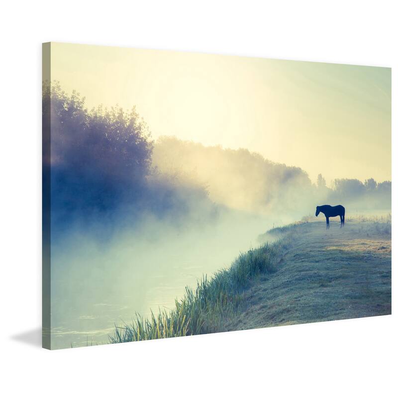 Marmont Hill 'Horse in the Fog' Painting Print on Wrapped Canvas - Multi-Color