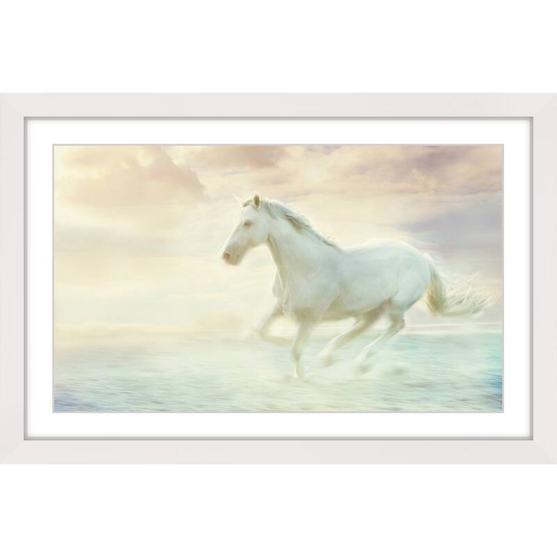 Marmont Hill 'Galloping Through the Water' Framed Painting Print
