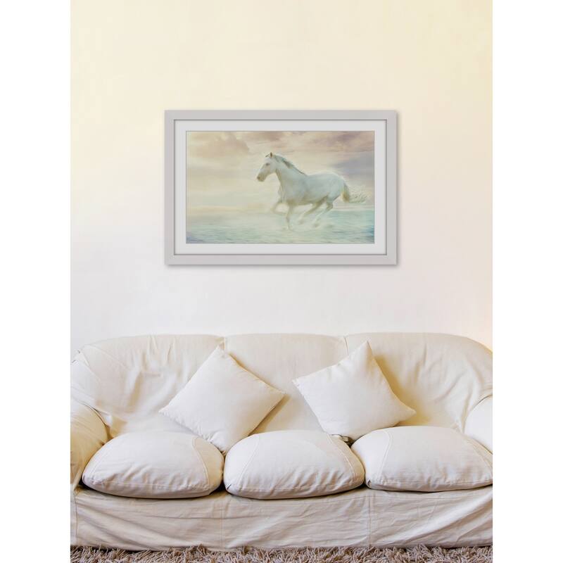 Marmont Hill 'Galloping Through the Water' Framed Painting Print