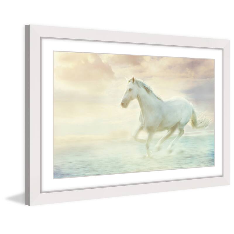Marmont Hill 'Galloping Through the Water' Framed Painting Print