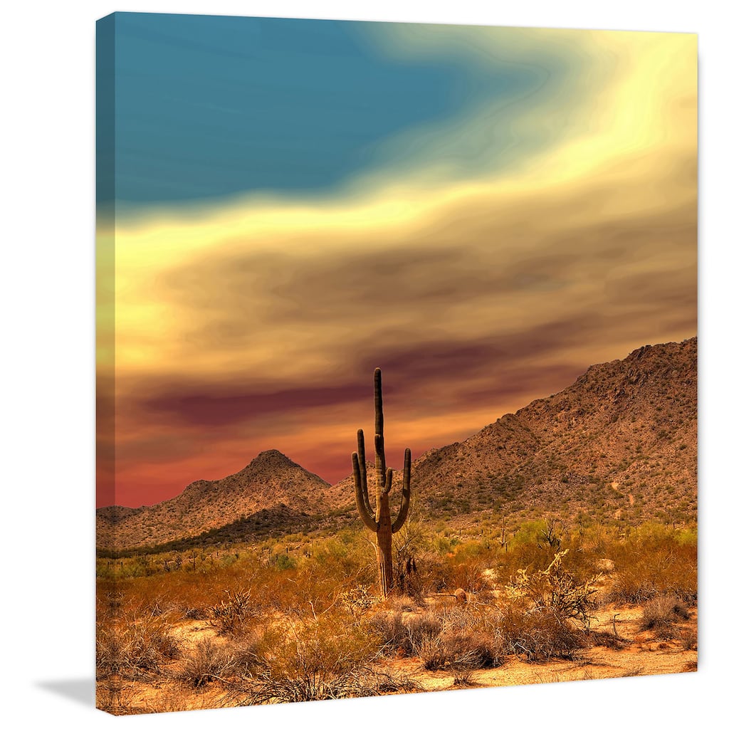 Marmont Hill 'Lone Cactus' Painting Print on Wrapped Canvas - Multi-Color