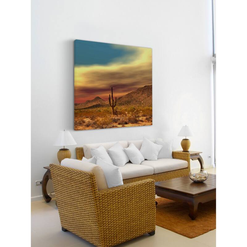 Marmont Hill 'Lone Cactus' Painting Print on Wrapped Canvas - Multi-Color