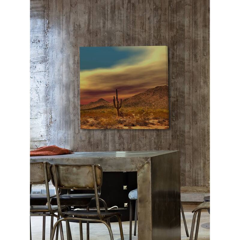 Marmont Hill 'Lone Cactus' Painting Print on Wrapped Canvas - Multi-Color