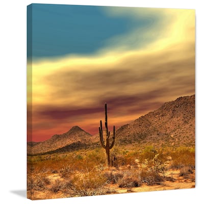 Marmont Hill 'Lone Cactus' Painting Print on Wrapped Canvas - Multi-Color
