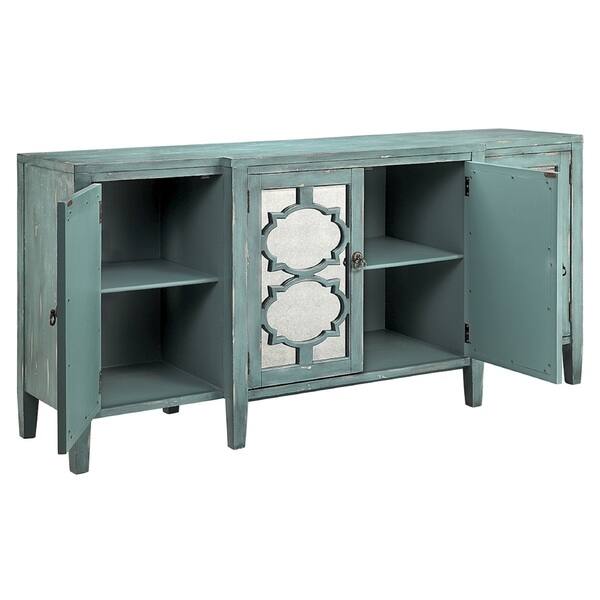 Shop Carrie Ocean Blue Breakfront Credenza Buffet Table Overstock