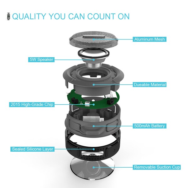 bluetooth silicone shower speaker