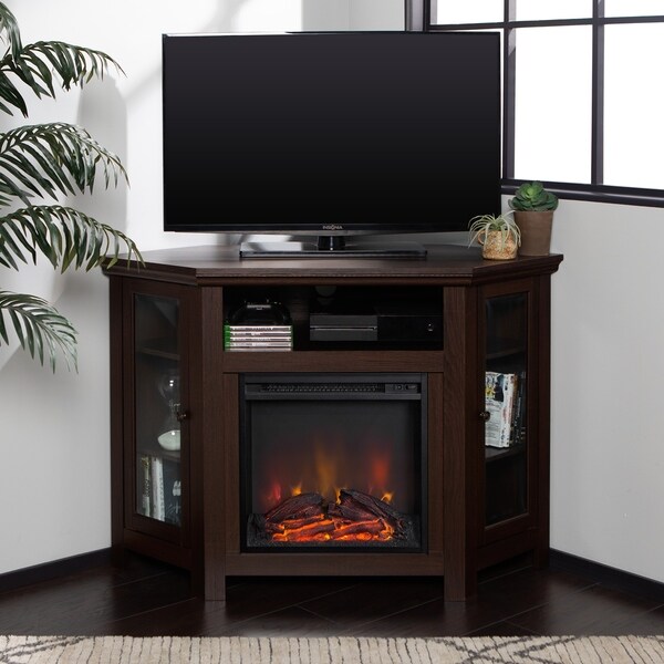 Shop 48 Corner Fireplace TV Stand Console  Espresso 48 