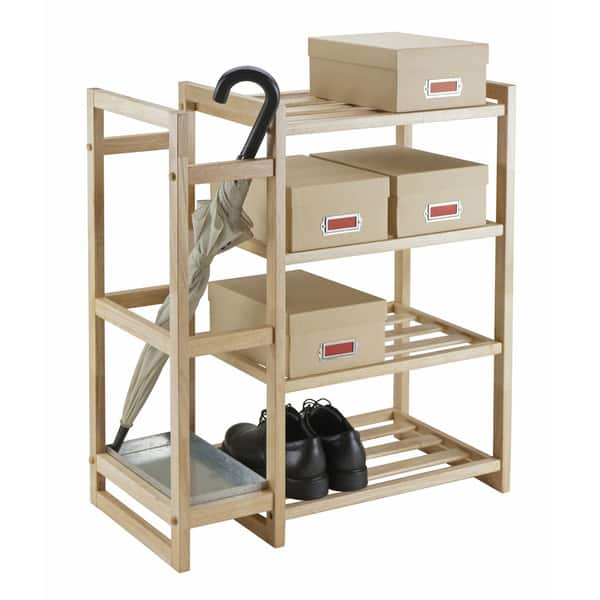 Shop Black Friday Deals On Winsome Isabel Natural Wood Home Shoe Rack And Umbrella Stand With Tray Overstock 11991055