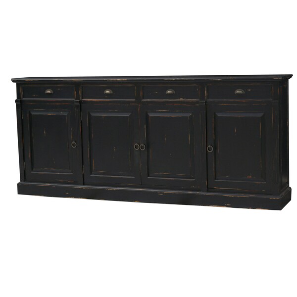 Bramble Co. Hudson 4-drawer Black Heavy Distressed Mahogany Sideboard ...