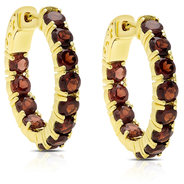 Dolce Giavonna Gold Over Sterling Silver Garnet Hoop Earrings Free Dolce Giavonna Gold Over Sterling Silver Garnet Hoop Earrings