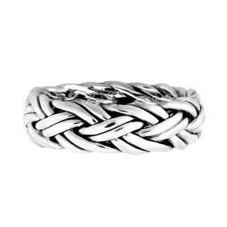 Stainless Steel Braided Woven Knot Wave Statement Anniversary Cocktail Party Ring 