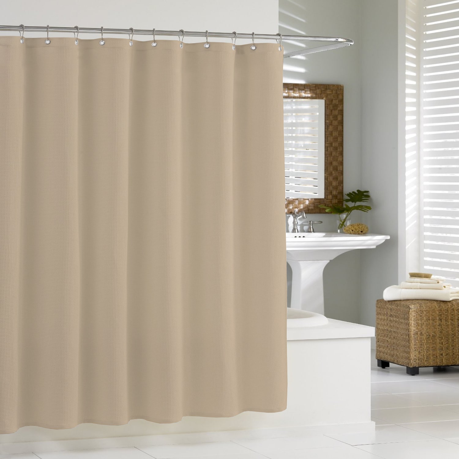 Premium Fabric Shower Curtain//Liner 70/"x72/" Dobby Pinstripes Polyester