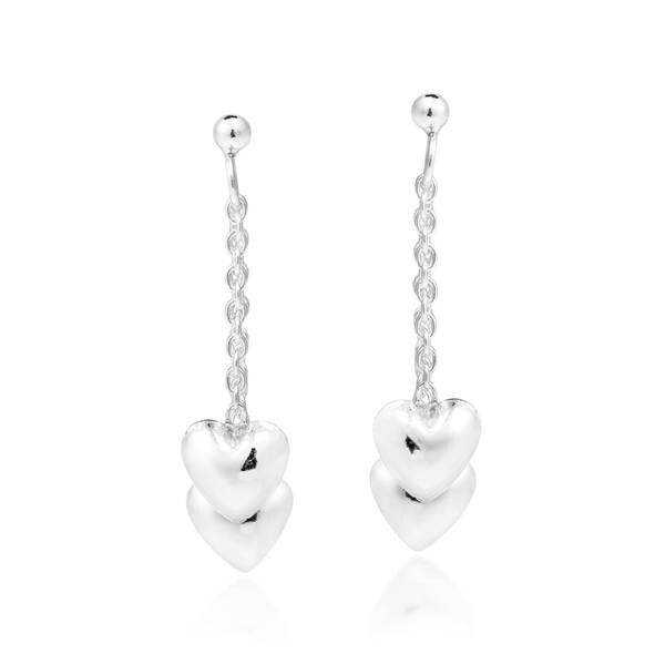 925 Sterling Silver Black-tone w//Crystals Heart Dangle Post Earrings