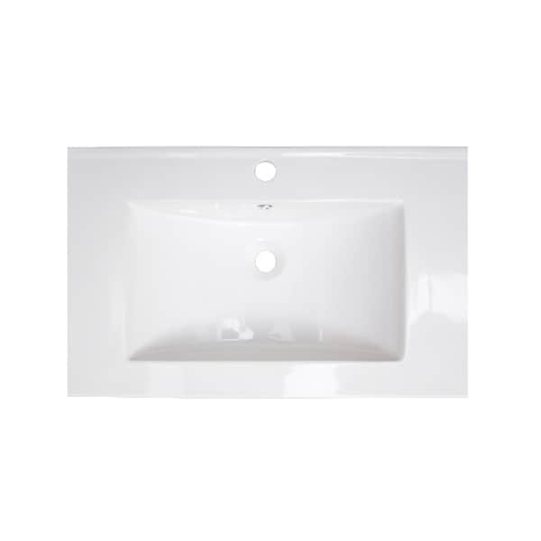30 in. W x 18 in. D Ceramic Top In White Color For Single Hole Faucet