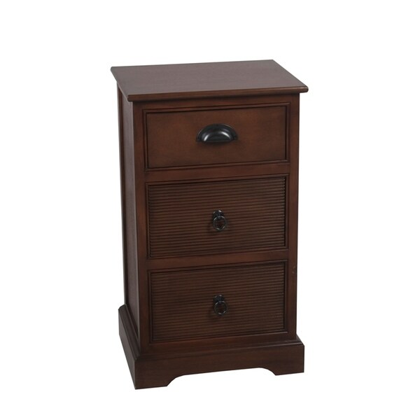 Privilege Chocolate Walnut Finish Wood 3 Drawer Storage Side Privilege Chocolate Walnut Finish Wood 3 Drawer Storage Side Table