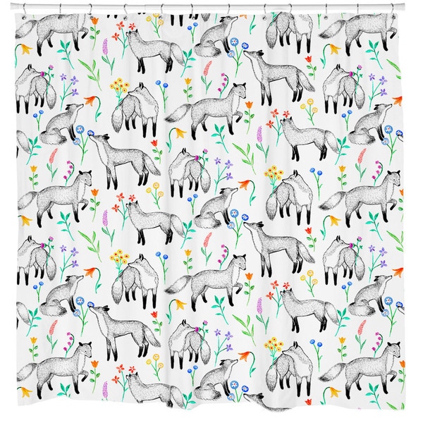 Sharp Shirter Floral Foxes/ Fox Shower Curtain
