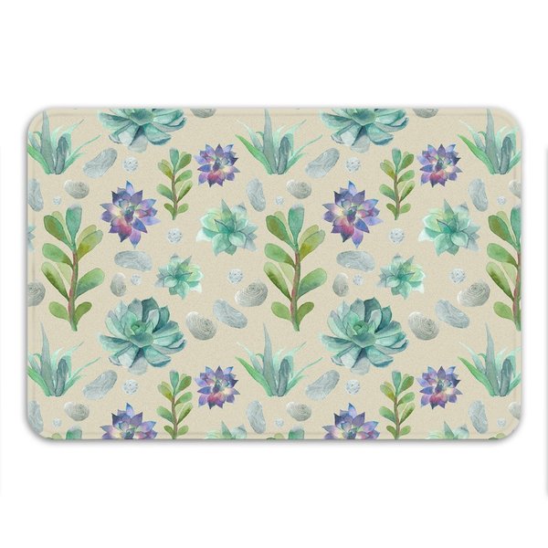 Sharp Shirter Succulent Pattern Memory Foam Bath Mat
