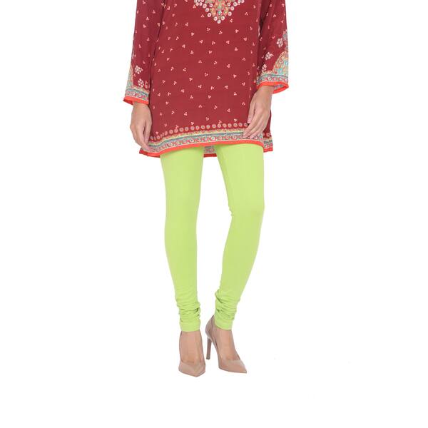 Shop Handmade In Sattva Women S Indian Solid Green Leggings India