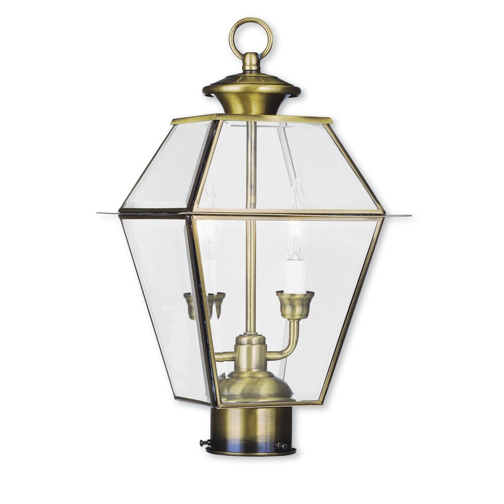 SALE／62%OFF】【SALE／62%OFF】Livex Lighting 2007-02 Outdoor Wall Lantern With  Clear Beveled Glass Shades%ｶﾝﾏ% Polished Brass By Livex Lighting [並行輸入品]  充電式電池