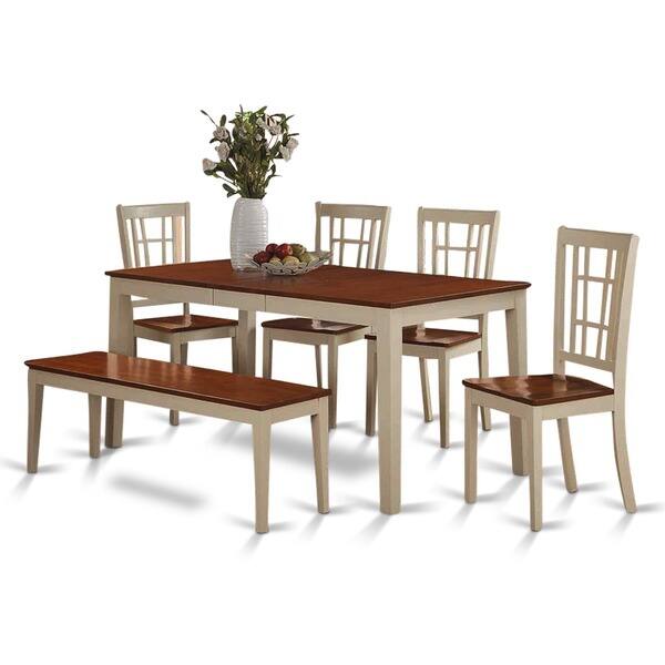 Shop Nico Cream Colored Wooden 6 Piece Dining Set With Dining Bench Overstock 11996113 Wood Seat,Baby Polar Bear Drawing Cute