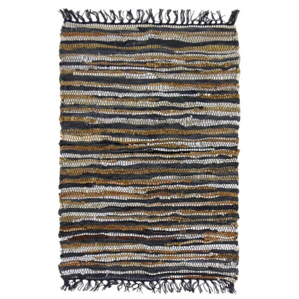 Celebration Chindi Grey/Multicolor Leather Area Rug - 2' x 3'