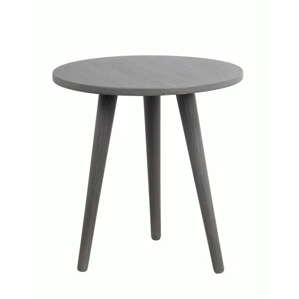 Shop Privilege Retro Washed Grey Wood Round Accent Table Free