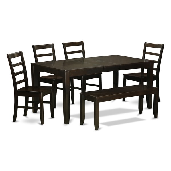 Cuppucino Rubberwood 6 Piece Dining Table Set With Leaf And Cuppucino Rubberwood 6 Piece Dining Table Set With Leaf And Bench Free Shipping Today 11996689